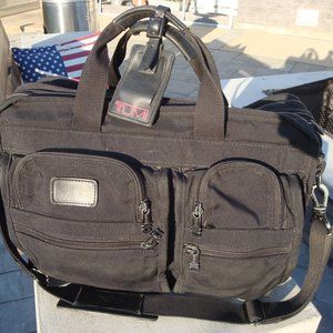 TUMI Alpha Expandable Laptop Computer Briefcase Ballistic Nylon w/ Strap